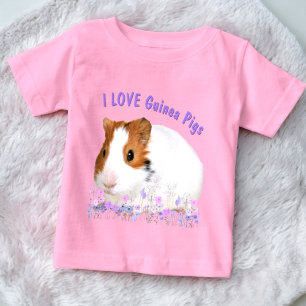 Cute I LOVE Guinea Pigs Brown White Custom Text Baby T-Shirt
