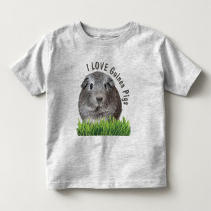 Cute I LOVE Guinea Pigs Custom Grey Text Toddler T-Shirt