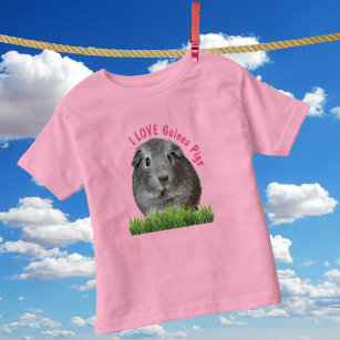 Cute I LOVE Guinea Pigs Pink Custom Text Toddler T-Shirt