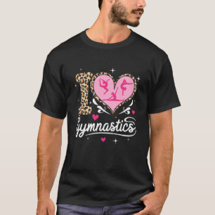 Cute I Love Gymnastics Leopard Print Women Girls G T-Shirt