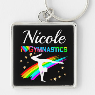 CUTE I LOVE GYMNASTICS PERSONALIZED DESIGN KEY RING