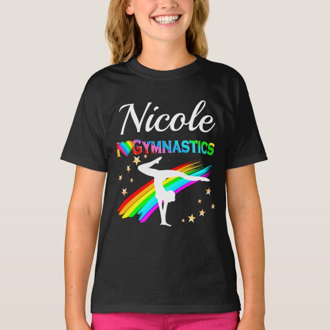 CUTE I LOVE GYMNASTICS PERSONALIZED DESIGN T-Shirt (Front)