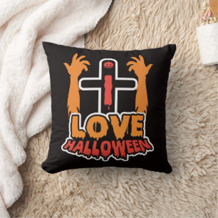 Cute I Love Halloween Throw Pillow