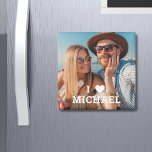 Cute I Love Heart Photo Couples Personalised Name Magnet<br><div class="desc">Cute I Love Heart Photo Couples Personalised Name Magnets features your favourite photo with the text "I (love heart) add name" in modern white script. Personalise by editing the text in the text box provided and adding your own picture. Perfect gifts for couples, girlfriend, wife, sweetheart and more for birthday,...</div>