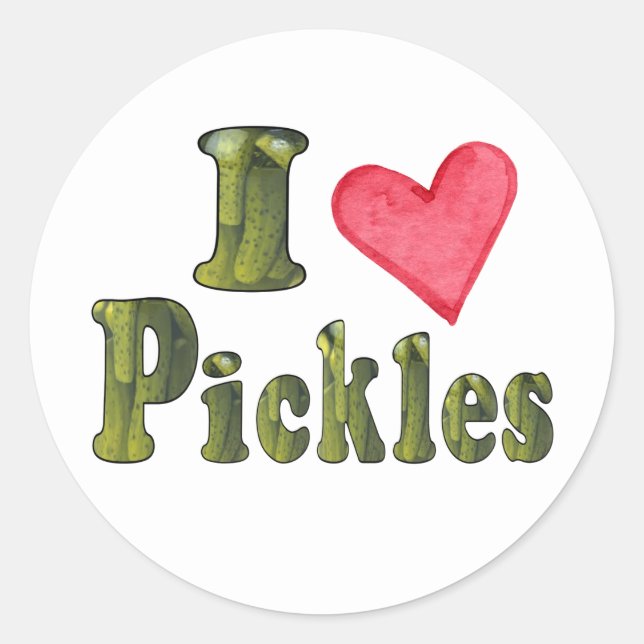 Cute I Love Heart Pickles Classic Round Sticker (Front)