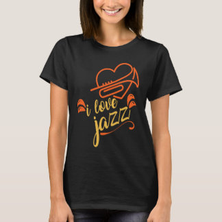 Cute I Love Jazz Heart Trumpet Jazz Music T-Shirt