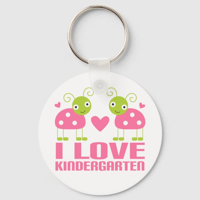 Cute I Love Kindergarten Ladybug Gift Key Ring (Front)