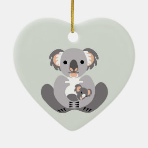 Cute I love Koalas - Animal lover - Green Ceramic Tree Decoration