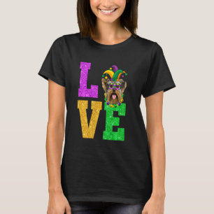 Cute I Love Mardi Gras Yorkshire Terrier Dog Puppy T-Shirt