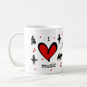 Cute I Love Music Coffee Mug