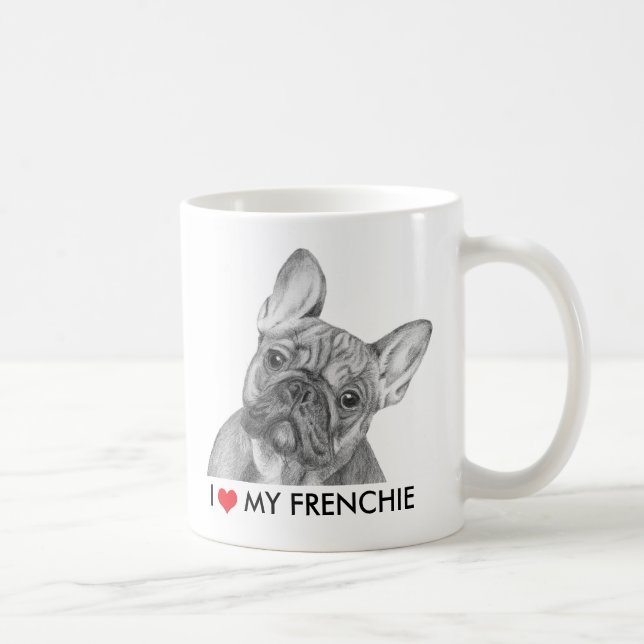 Cute "I love my Frenchie" French Bulldog mug (Right)