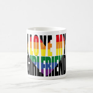 Cute I Love My Girlfriend Rainbow Heart Coffee Mug