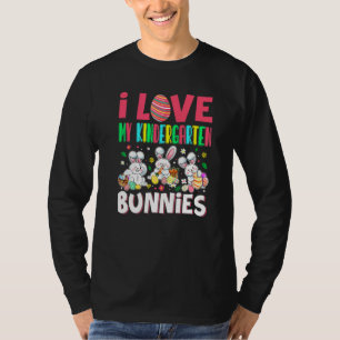 Cute I Love My Kindergarten Bunnies Bunny Eggs Eas T-Shirt