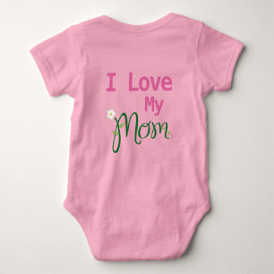 Cute I Love My Mum Baby Girl Pink Bodysuit
