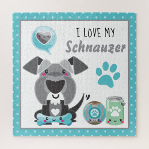 Cute I love my Schnauzer pet Jigsaw Puzzle