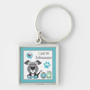 Cute I love my Schnauzer pet  Key Ring