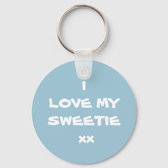 Cute I LOVE MY SWEETIE xx Keychain (Front)