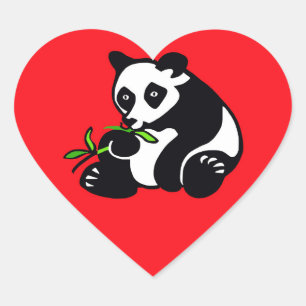 Cute I love PANDAS -Animal lover - Wildlife - Red  Heart Sticker