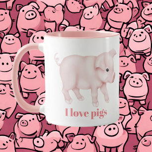 Cute I love pigs add monogram message Mug