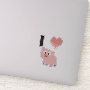 Cute I Love Pigs with a Pink Cartoon Pig
