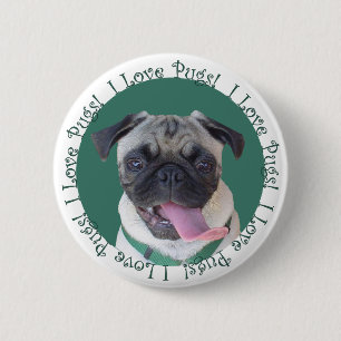 Cute I Love Pugs 6 Cm Round Badge