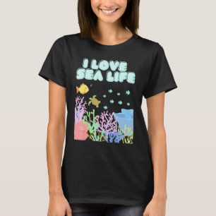 Cute I Love Sea Life Fish Ocean Turtle Beach Appar T-Shirt