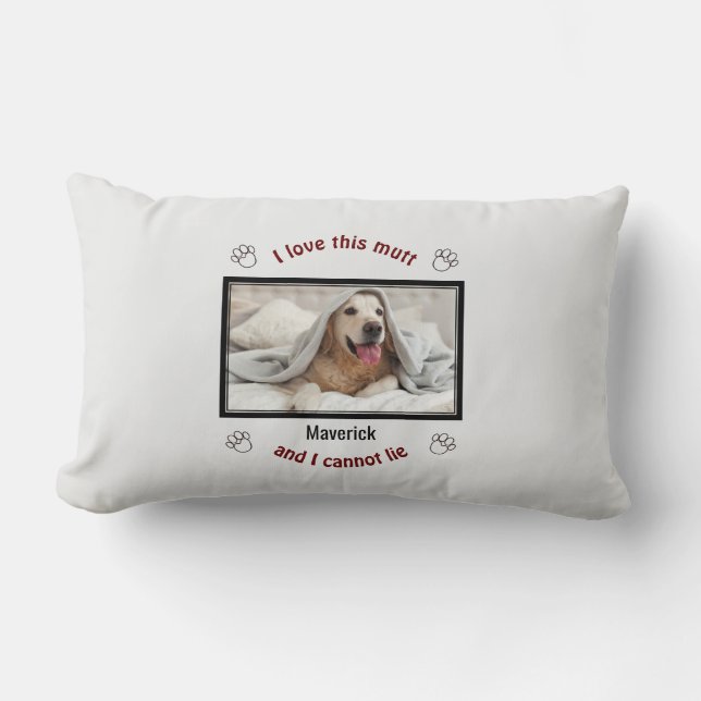 Cute I LOVE THIS MUTT | Personalised Dog Lover Lumbar Cushion (Front)