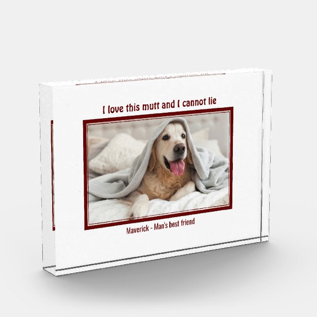 Cute I LOVE THIS MUTT | Personalised Dog Lover Photo Block (Left)
