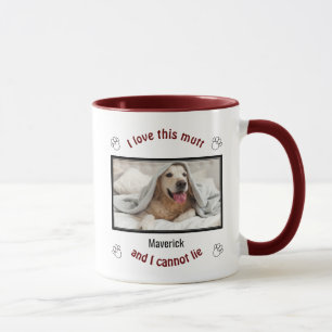 Cute I LOVE THIS MUTT Personalised Dog Lover RED Mug