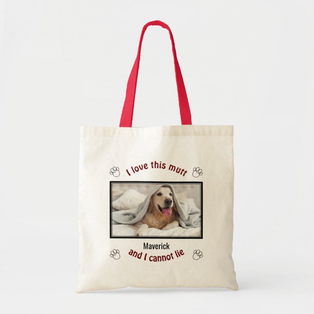 Cute I LOVE THIS MUTT | Personalised Dog Lover Tote Bag (Front)