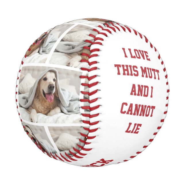 Cute I LOVE THIS MUTT | Personalised PHOTO Baseball (Angled)