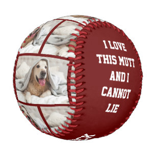 Cute I LOVE THIS MUTT   Personalised PHOTO Red Baseball