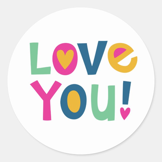 Cute I Love You Kids Valentine Classic Round Sticker (Front)
