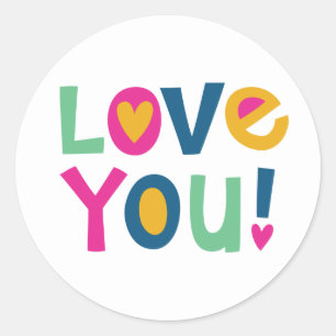 Cute I Love You Kids Valentine Classic Round Sticker