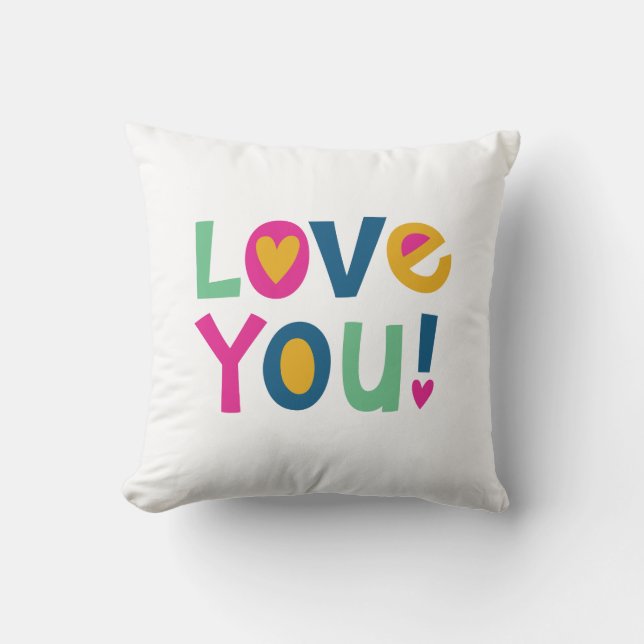 Cute I Love You Kids Valentine Cushion (Front)