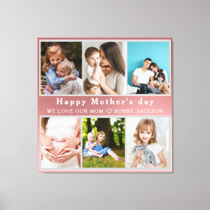 Cute I LOVE YOU MOM Happy Mother Day Photo Collage Canvas Print
