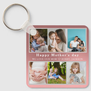 Cute I LOVE YOU MOM Happy Mother Day Photo Collage Key Ring