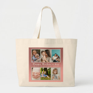Cute I LOVE YOU MOM Happy Mother Day Photo Collage Large Tote Bag