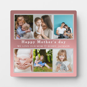 Cute I LOVE YOU MOM Happy Mother Day Photo Collage Plaque