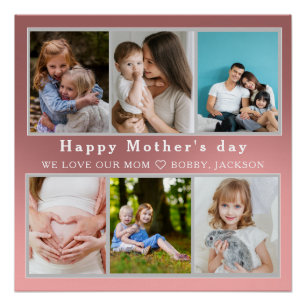 Cute I LOVE YOU MOM Happy Mother Day Photo Collage Poster