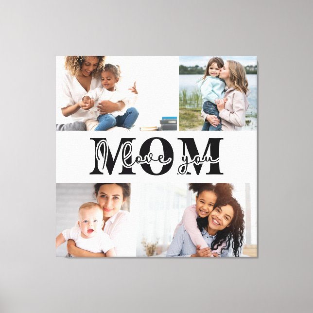 Cute I LOVE YOU MOM Mother's Day Photo Canvas Print (Front)