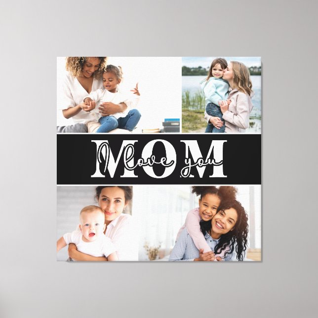 Cute I LOVE YOU MOM Mother's Day Photo Canvas Print (Front)