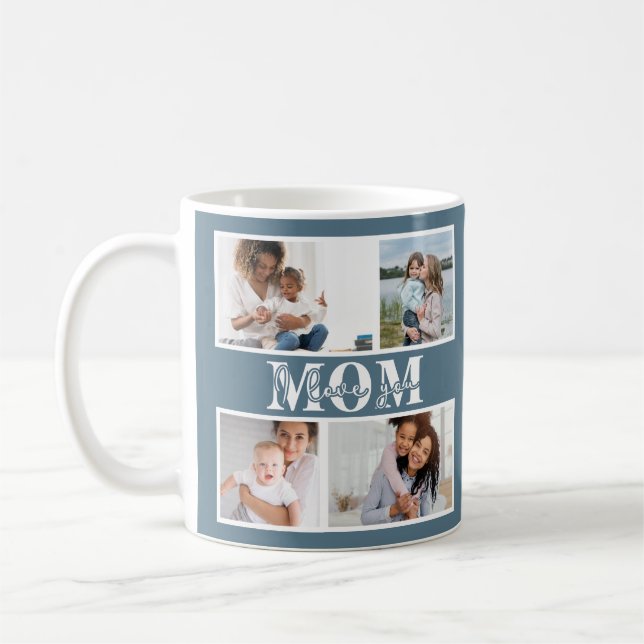 Cute I LOVE YOU MOM Mother's Day Photo Coffee Mug (Left)