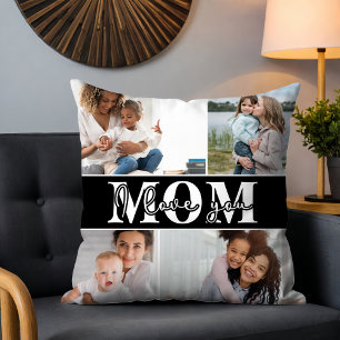 Cute I LOVE YOU MOM Mother's Day Photo Cushion
