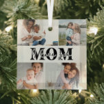 Cute I LOVE YOU MOM Mother's Day Photo Glass Tree Decoration<br><div class="desc">Cute I Love You Mum Mother's Day Photo Christmas Ornament features four of your favourite photos with the text "I love you Mum" in modern black typography. Designed by ©Evco Studio www.zazzle.com/store/evcostudio</div>