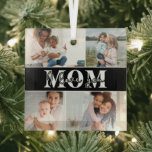 Cute I LOVE YOU MOM Mother's Day Photo Glass Tree Decoration<br><div class="desc">Cute I Love You Mum Mother's Day Photo Christmas Ornament features four of your favourite photos with the text "I love you Mum" in modern white typography. Designed by ©Evco Studio www.zazzle.com/store/evcostudio</div>