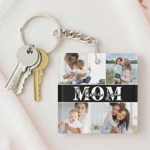 Cute I LOVE YOU MOM Mother's Day Photo Key Ring