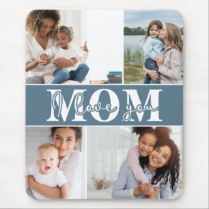 Cute I LOVE YOU MOM Mother's Day Photo Mouse Mat