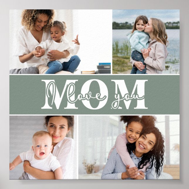 Cute I LOVE YOU MOM Mother's Day Photo Poster (Front)