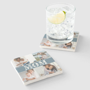 Cute I LOVE YOU MOM Mother's Day Photo Stone Coaster